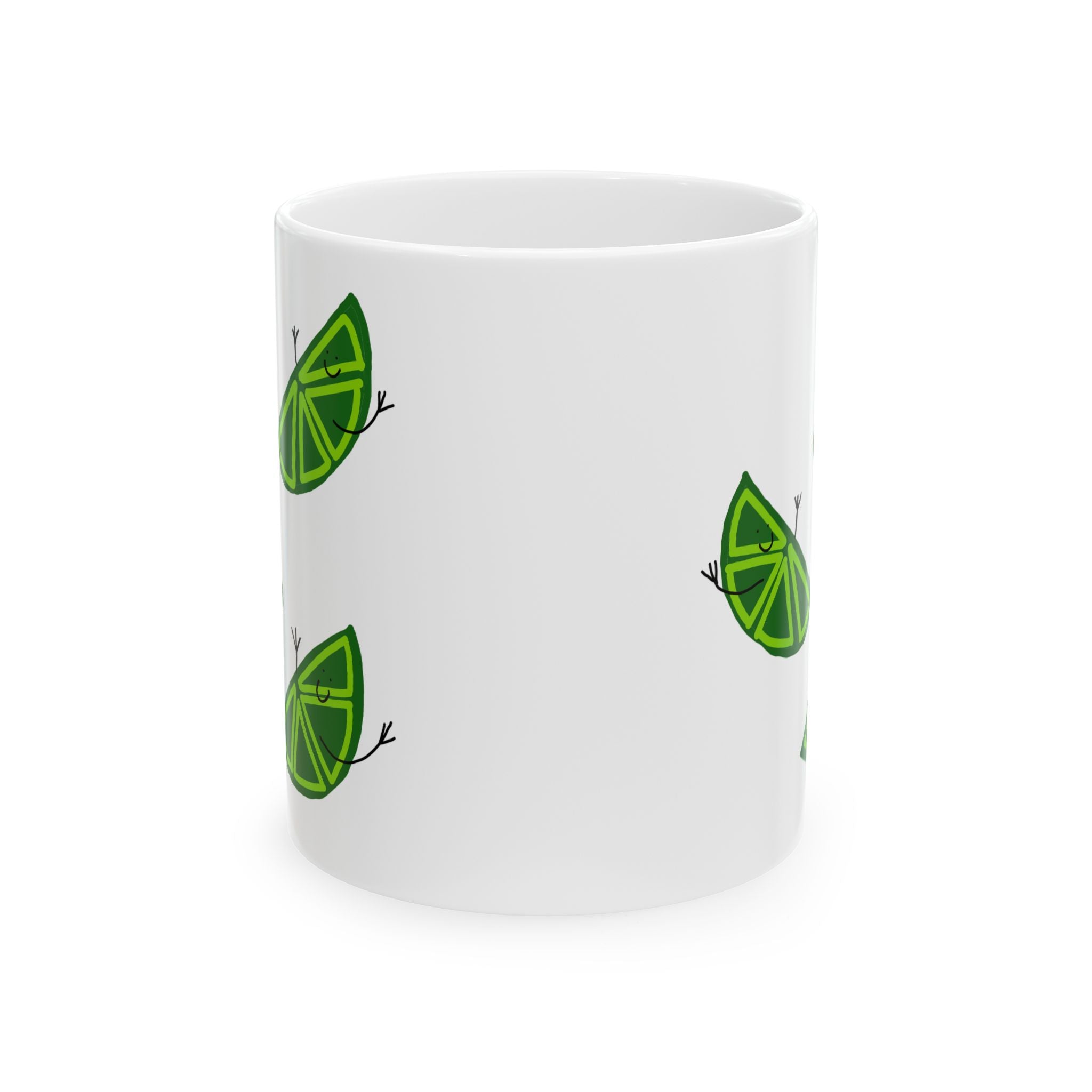 Happy Limes Pattern Ceramic Mug — Cute Green Citrus Coffee Cup (11oz & 15oz)