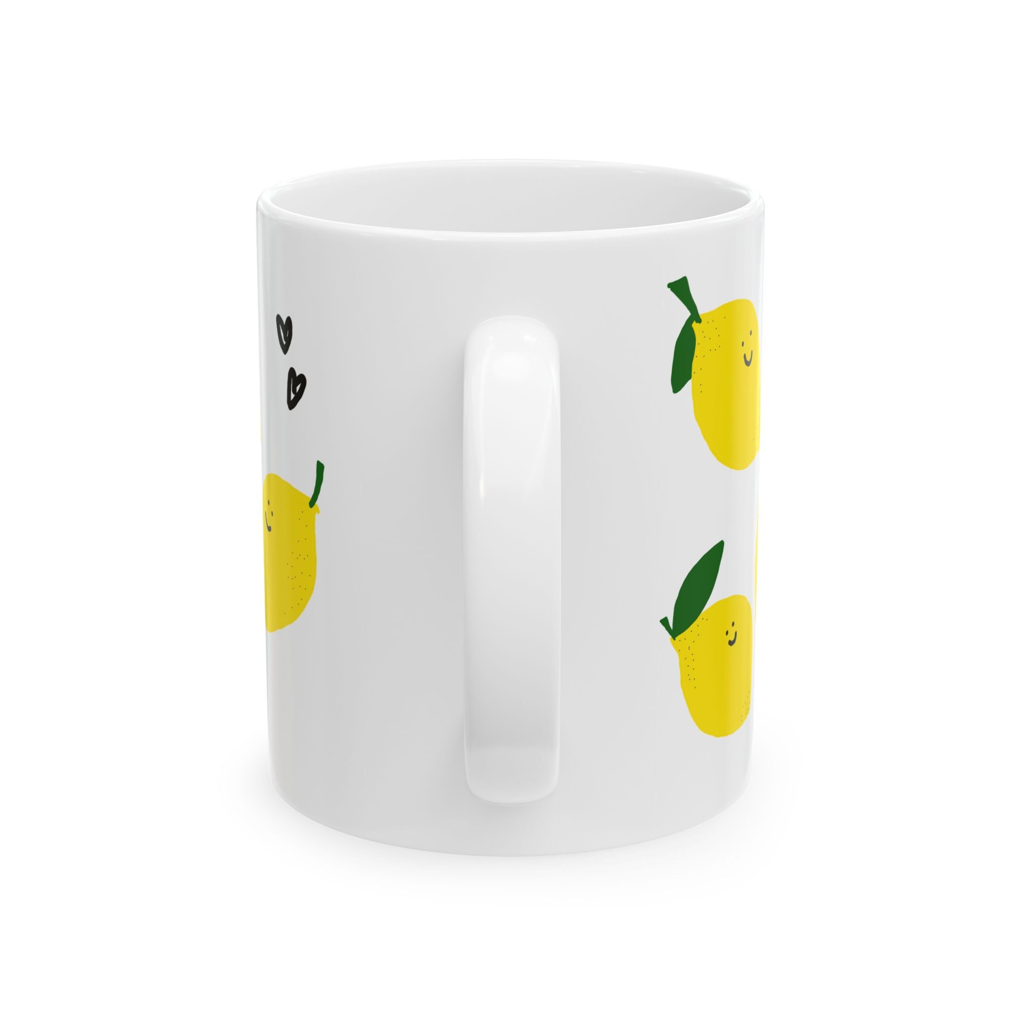 Happy Lemon Pattern Mug | Cute Citrus Ceramic Coffee Cup