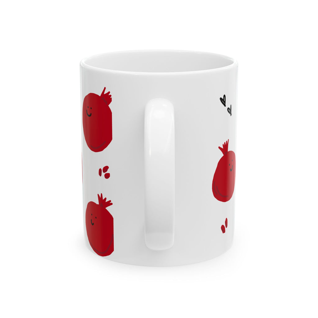 Happy Pomegranate Pattern Ceramic Mug – Cute Red Fruit Coffee Cup (11oz, 15oz)
