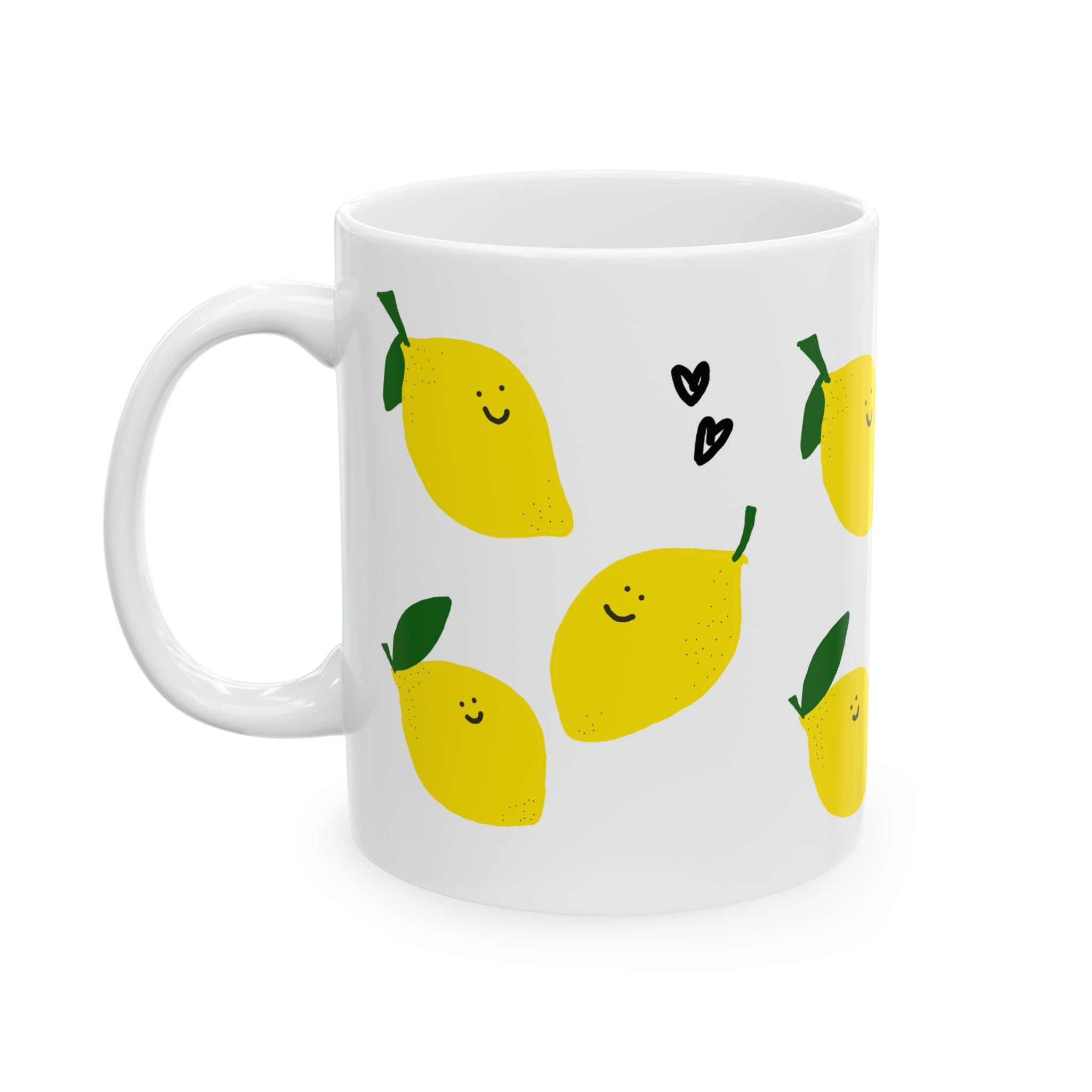 Happy Lemon Pattern Mug | Cute Citrus Ceramic Coffee Cup