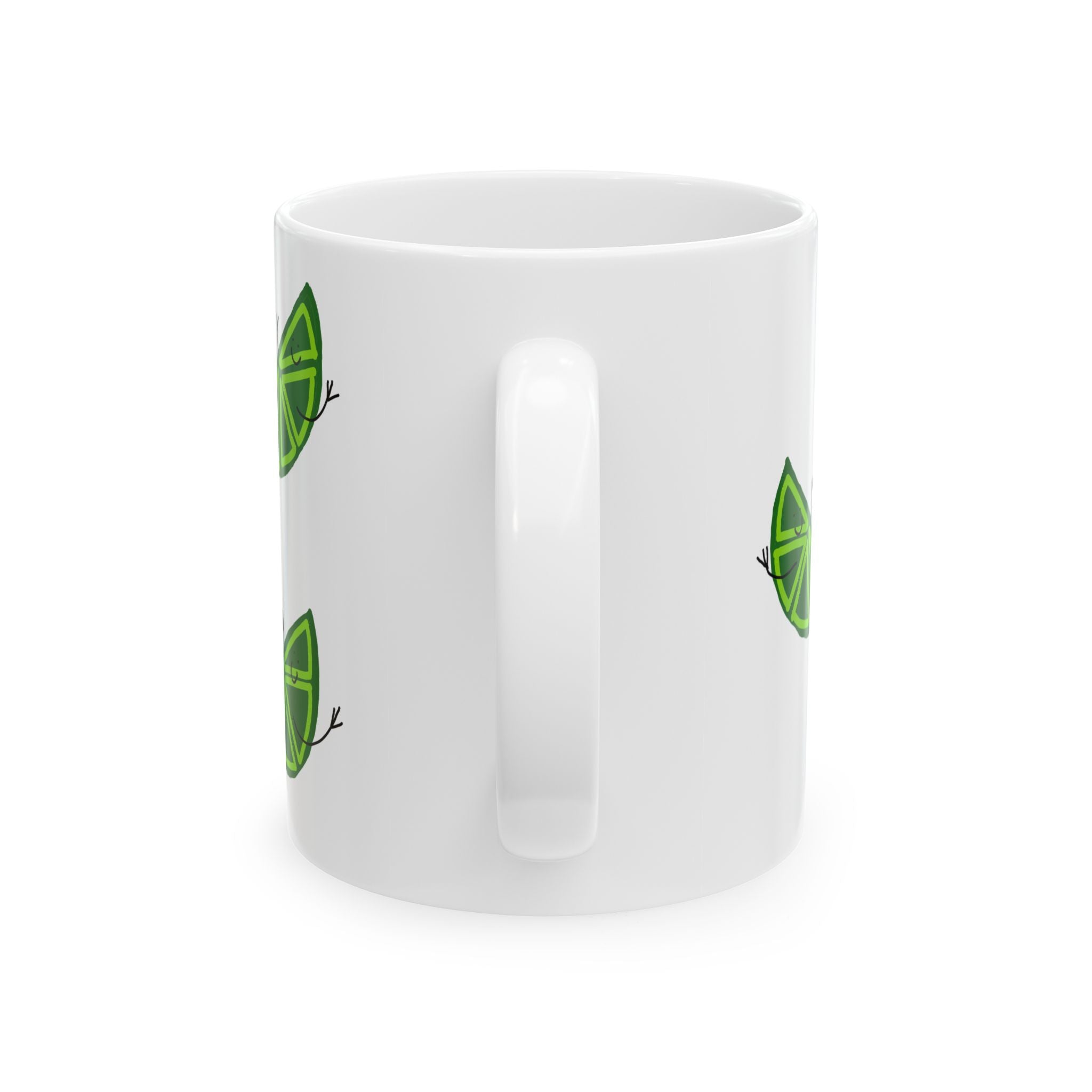 Happy Limes Pattern Ceramic Mug — Cute Green Citrus Coffee Cup (11oz & 15oz)