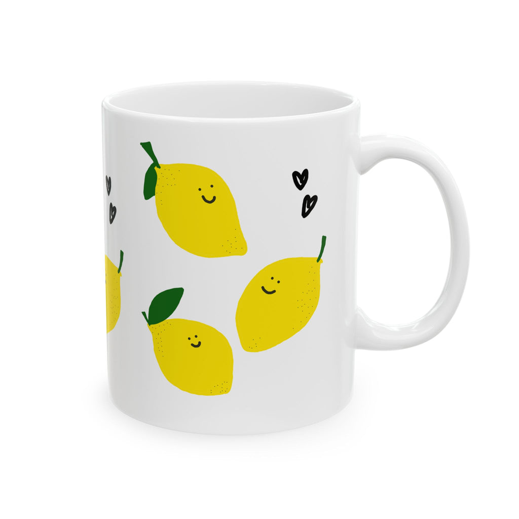 Happy Lemon Pattern Mug | Cute Citrus Ceramic Coffee Cup